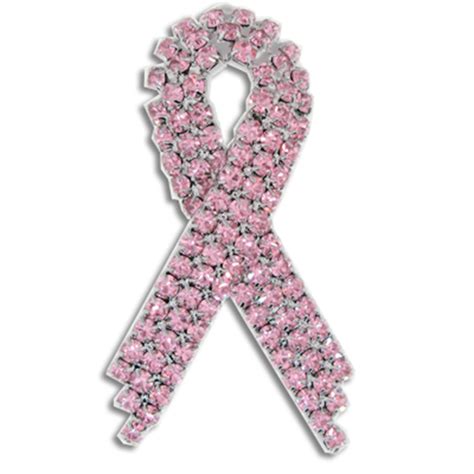 Pinmarts Breast Cancer Pink Rhinestone Crystal Awareness Ribbon Pin