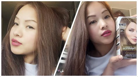 < photos of the best hair colors for asians other than black hair, including red, and light, medium, and dark brown hair colors. How to dye Asian hair-Black Hair to Ash Brown / Loreal ...