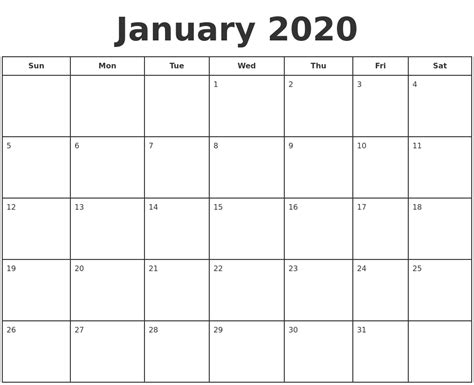 January 2020 Calendar 123calendars Calendar Printables Free Templates