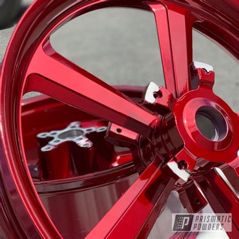 Harley Davidson Rims Finished With Wizard Red And Super Chrome Ii