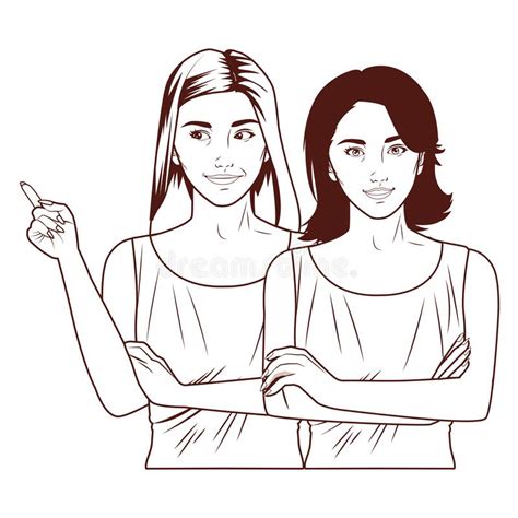 Two Women Friends Cartoon Stock Vector Illustration Of Person 142700262