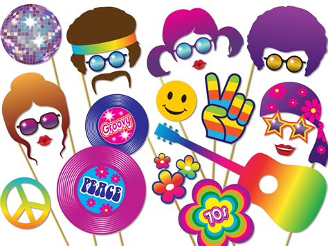 70s Party Photo Booth Props Set Instant By Instantgraffix On Etsy