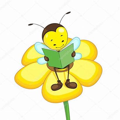Bee Clipart Flower Reading Vector Pollen Insect