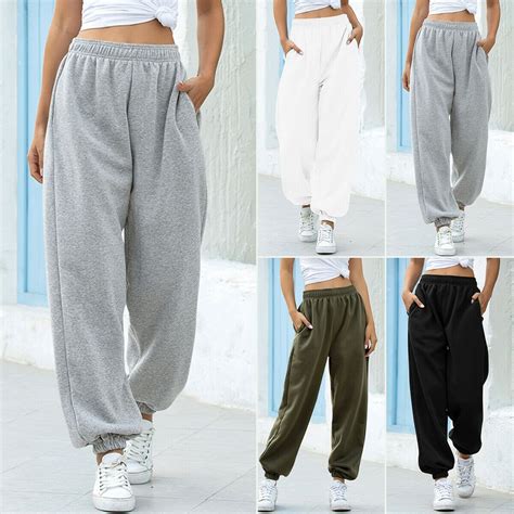 Women High Waist Casual Loose Pants Sport Gym Trousers Activewear
