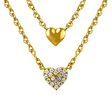 Brilliance Fine Jewelry - Brilliance Fine Jewelry 10K Gold Cubic Zirconia 2 Layer Heart Pendant ...