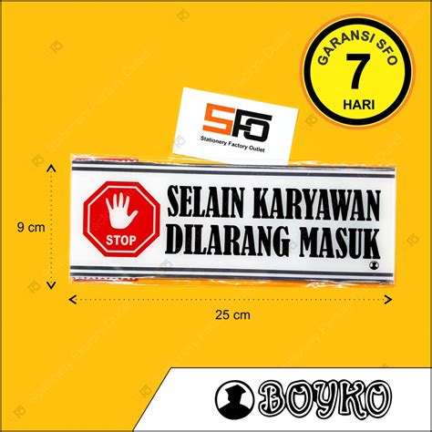 Jual Akrilik Selain Karyawan Dilarang Masuk Acrylic Sign Standard Cm X Cm Shopee Indonesia