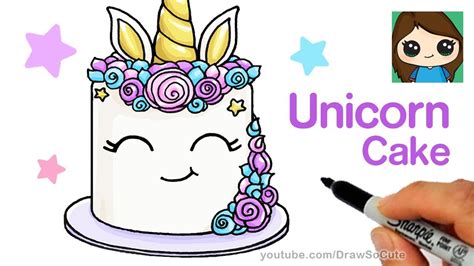 Kawaii slice of rainbow dessert. How to Draw a Unicorn Cake Easy