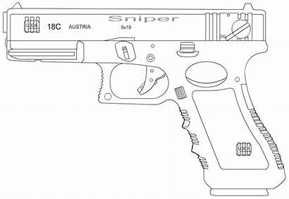 Glock Outline Drawing Template Coloring Draw Sketch