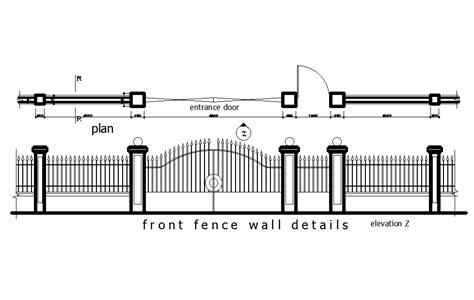 Front Fence Wall Details Are Given In This Autocad Drawing File