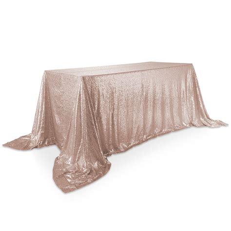 Lanns Linens 90 X 156 Rose Gold Sequin Tablecloth Sparkly Rectangle Table Cloth For Wedding
