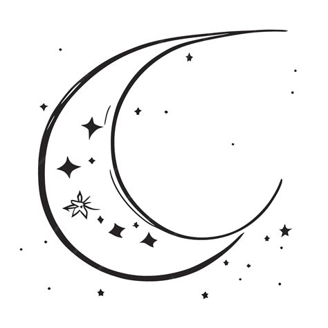 Le Croissant De Lune Et Les étoiles Vector Illustration Dessin Au Trait
