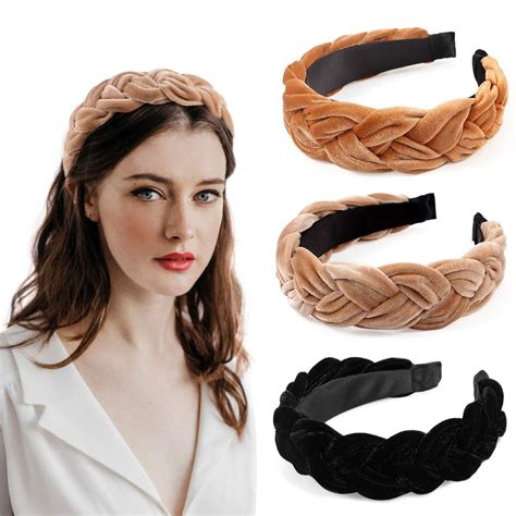 Braided Velvet Headbands Braided Headband Diy Thick Headbands Hair Accessories For Women