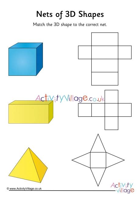 Nets Of 3d Shapes Matching Activity Teaching Resource