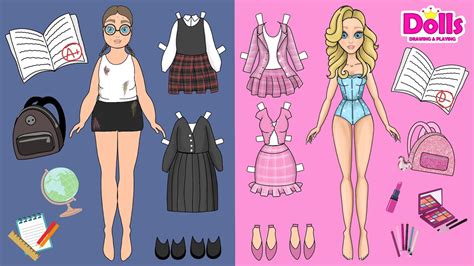 Paper Dolls Drawing And Playing Paper Dolls Ballerina Dress Up Drawing Playing Paper Craft