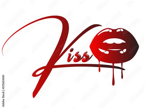 ilustracja stock heart on a lips women lips slughtly open tongue and teeth female lips lips