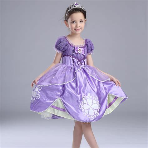 Little Girls Sofia Princess Dresses Kids Puff Sleeve Sequined Summer