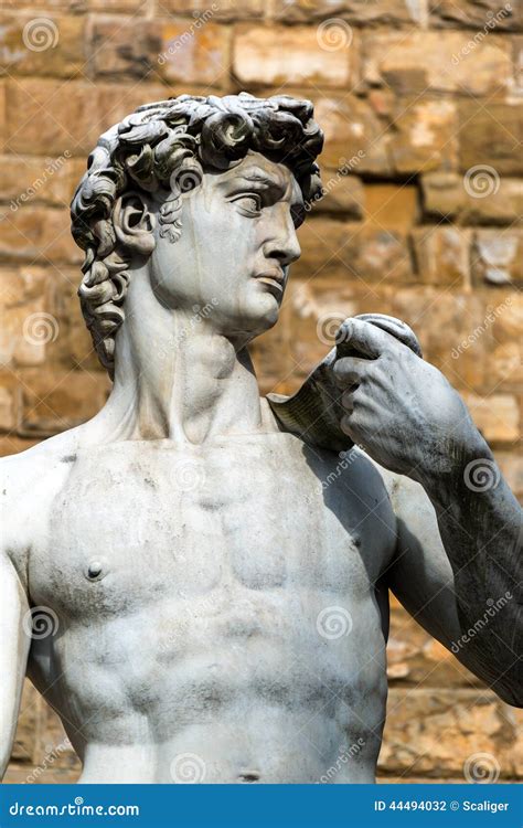 Statue Von Michelangelos David Vor Dem Palazzo Vecchio I Stockfoto