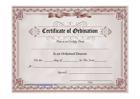 Free Printable Certificate Of Ordination Template Printable Templates