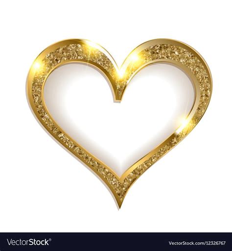 Gold Frame Heart On A White Background Vector Image On Vectorstock Gold Heart Wallpaper Heart