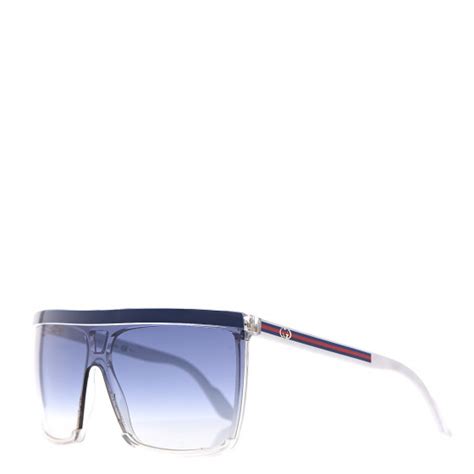 gucci shield sunglasses gg 3554 s blue white 497614 fashionphile