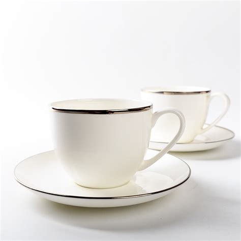 250ml Premium White Ceramic Bone China Gold Rim Cafe Coffee Cup With Saucer Kit Black Office Tea