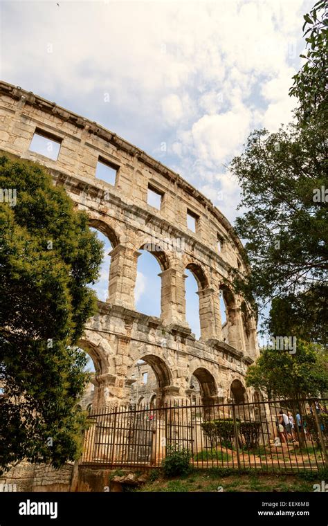 Famous Ancient Roman Amphitheater Arena 1st Century Pula Croatia