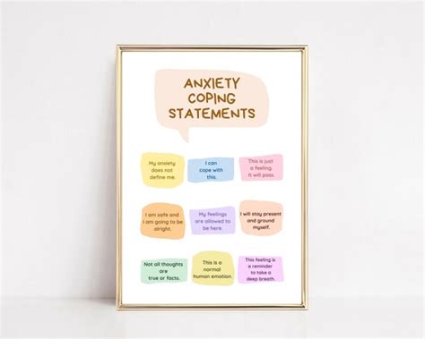 Anxiety Coping Statements Digital Posteranxiety Help Mental Etsy