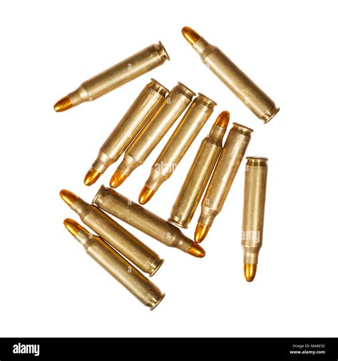 Rifle Bullets Isolated On White Stock Photo Alamy