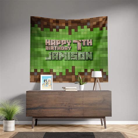 Minecraft Happy Birthday Banner Personalized Pimpyourworld
