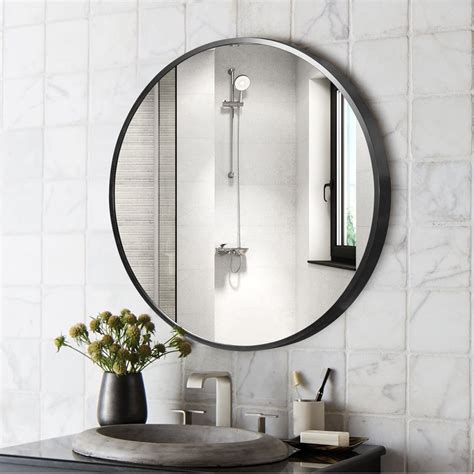 Neutype 36 Black Round Wall Mirror Modern Accent Mirror Wall Decor