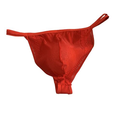 Sexy Men Ice Silk Briefs Sheer Bugle Pouch Thong G String Bikini Underwear Erotic Hombre Male