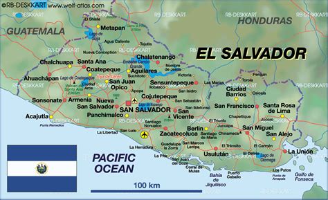 Map Of El Salvador Country Welt Atlasde