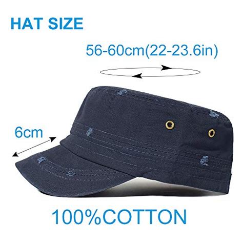 Mens Cotton Army Cap Cadet Hat Military Flat Top Adjustable Unique