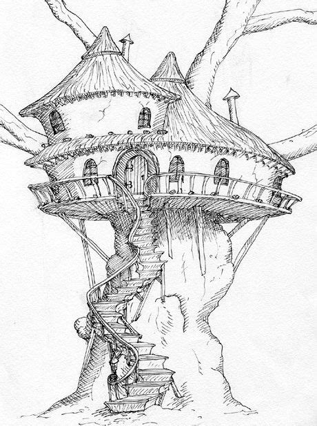 Image Result For How To Draw A Tree House Fantasy Kunst Fantasy