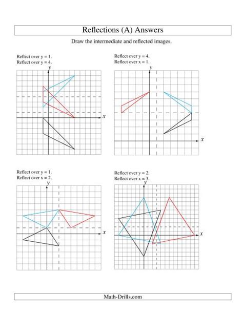 Two Step Reflection Of 3 Vertices Over Various Lines A