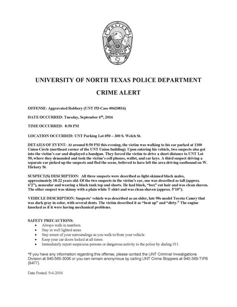 Informal letters are sent to people you know well (e.g. UNT Police Dept. on Twitter: "#UNT Crime Alert.…