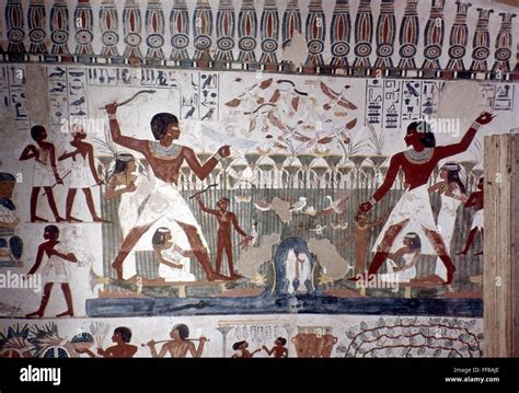 Egyptian Tomb Painting Nhunting With A Boomerang From The Tomb Of