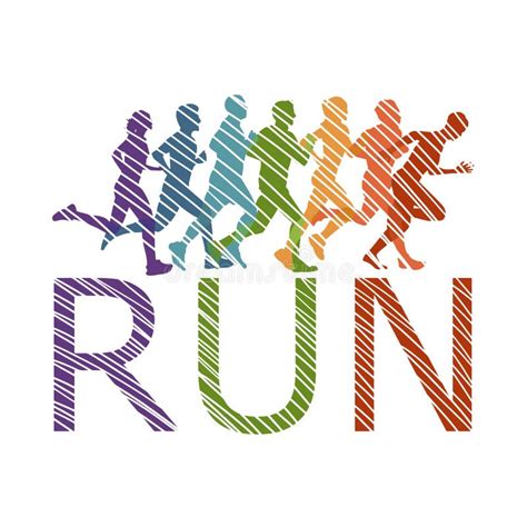 Running Marathon People Run Colorful Poster Vector Illustration Man