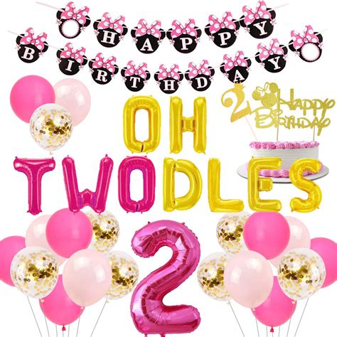 Cartoon Mouse Theme 2nd Birthday Decorations For Girls Oh Twodles