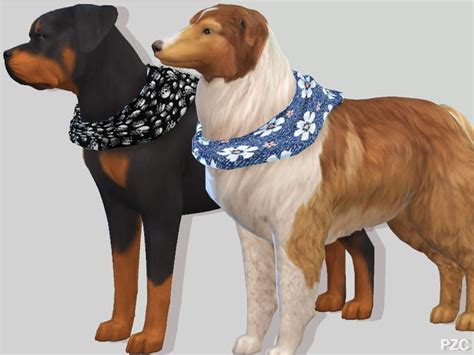 Pinkzombiecupcakes Summer Denim Bandanas For Large Dogs Sims 4 Pets