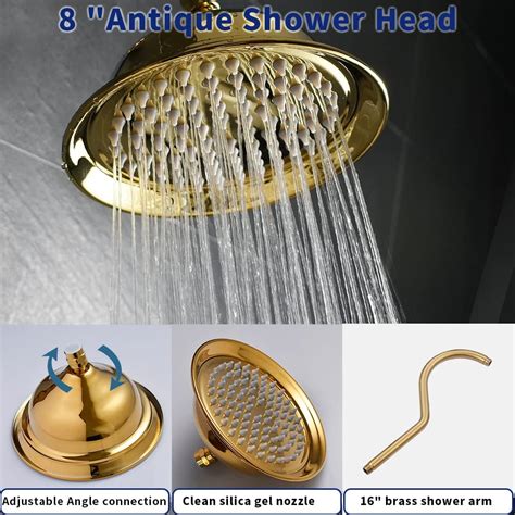 Buy Gold Shower System Katais 8 Inch Antique Shower Faucet Set Complete Wall Mounted Rain Shower