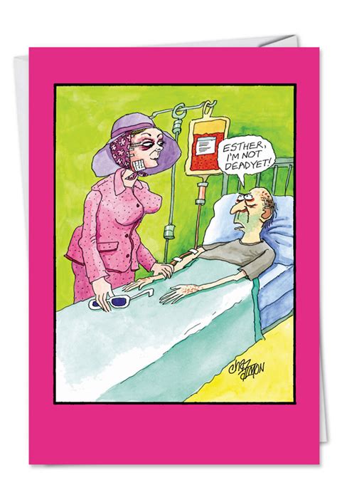 Find the perfect funny gift to put a smile on even the grumpiest face. Not Dead Yet Cartoon Anniversary Card