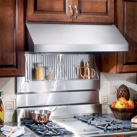 Stainless steel work tables with backsplash. Broan RMP4804 48 in. Rangemaster® Stainless Steel Backsplash