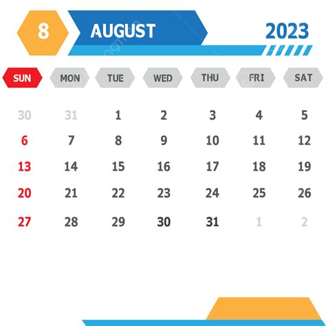 Free Template Calendar August 2023 Vector Design Square August 2023