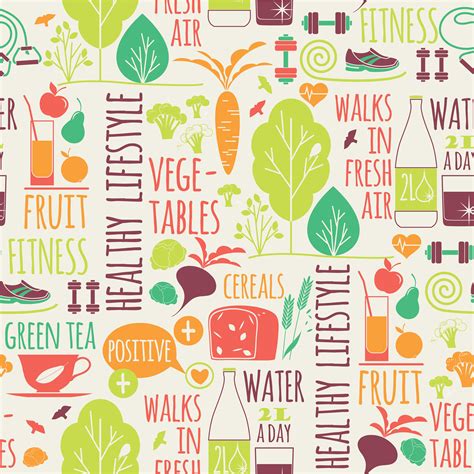 Healthy Lifestyle Seamless Background 294321 Vector Art At Vecteezy