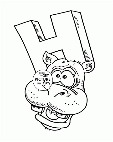 Letter H - Alphabet coloring pages for kids, ABC printables free