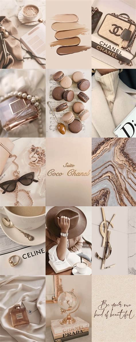 Beige Wall Collage Kit Aesthetic Boujee 1 Classy Glam Photo Collage
