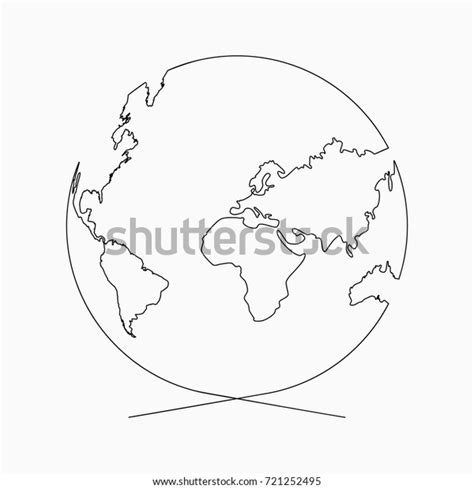 Stock Vektor „continuous Line Globe Planet Earth One“ Bez Autorských