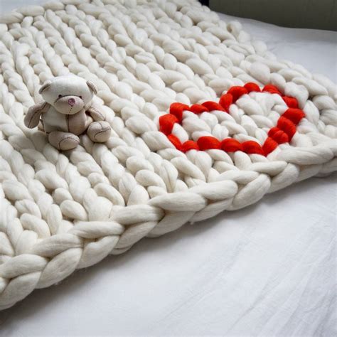 Chunky Knit Love Heart Baby Blanket By So Creative Company