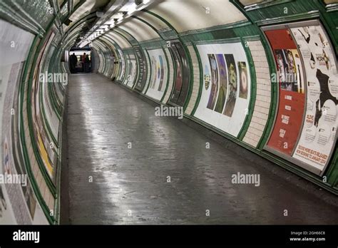 London Underground Tunnel Connecting Different Platforms Stock Photo